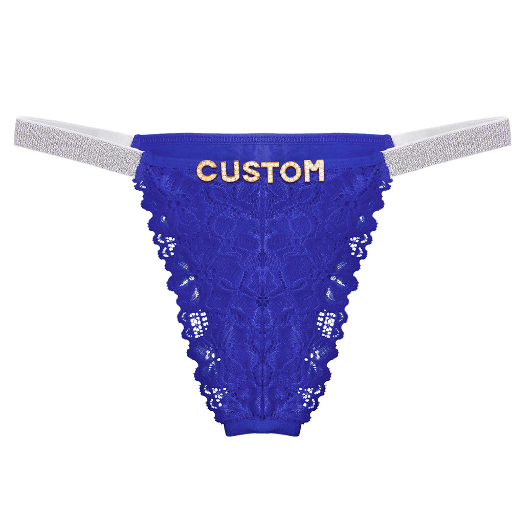 Sexy Custom crystal letters lace thong