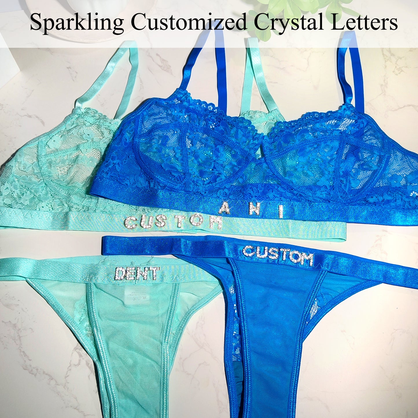 Personalized custom letter lace lingerie set