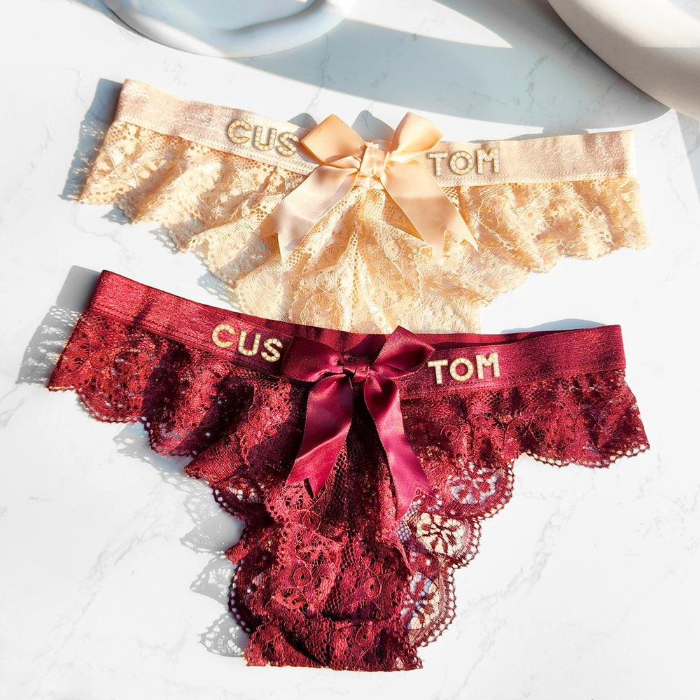 2-Pack Customized letter lace bow thongs