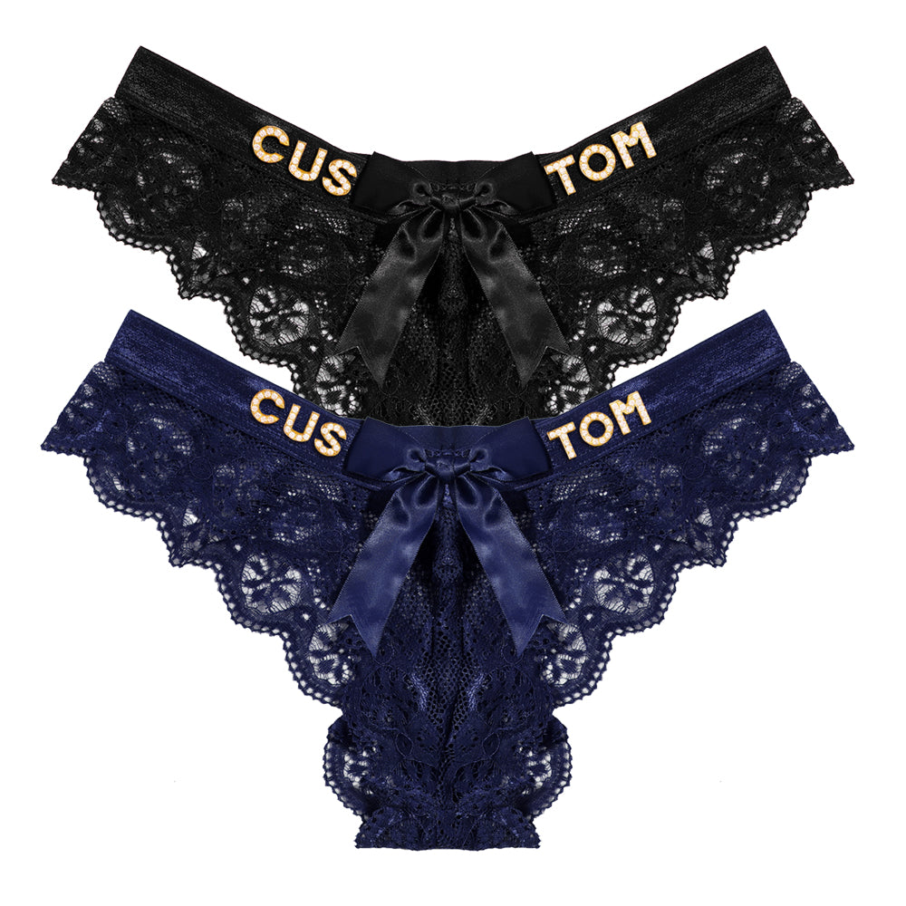 2-Pack Customized letter lace bow thongs