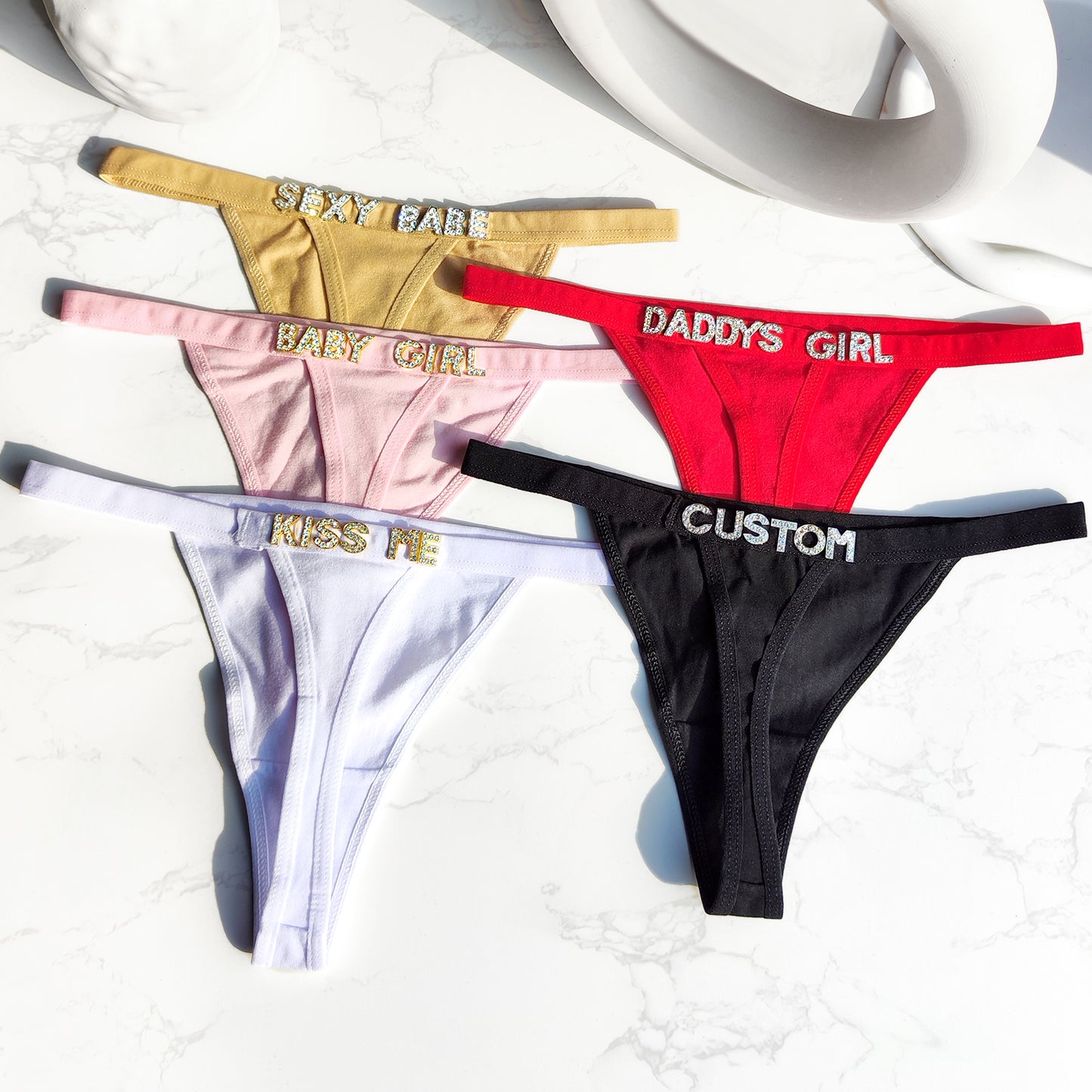 Personalized Crystal Letters Thongs