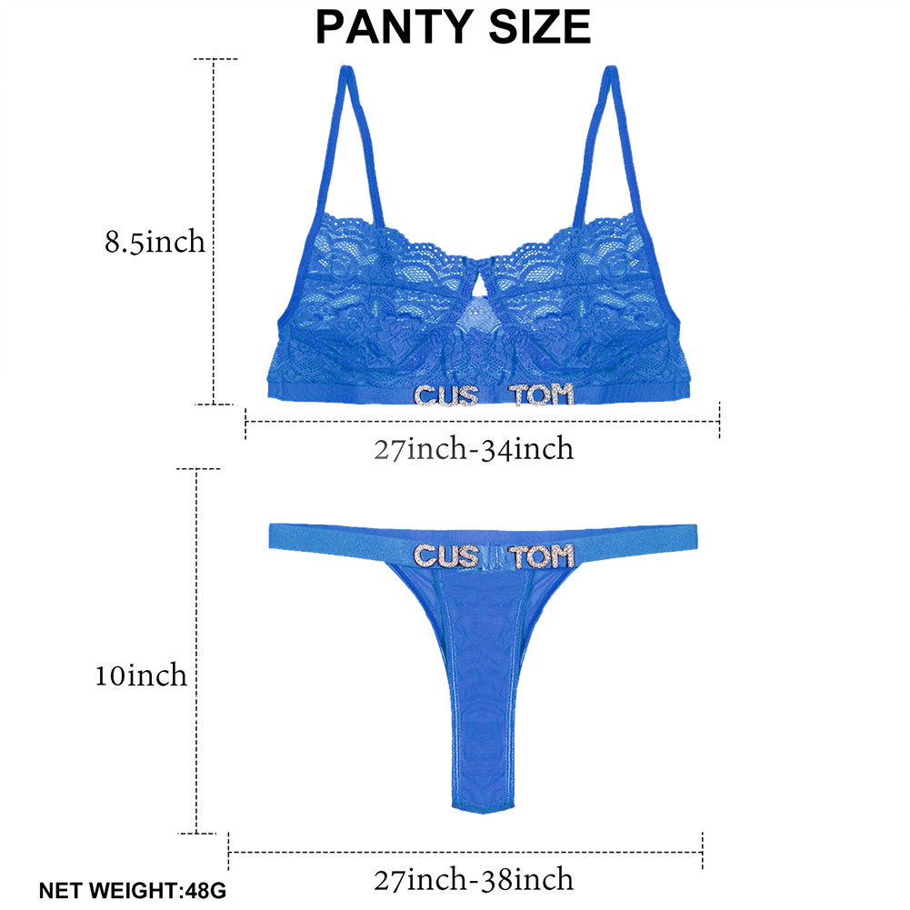 Custom Thongs with Names Bra Set