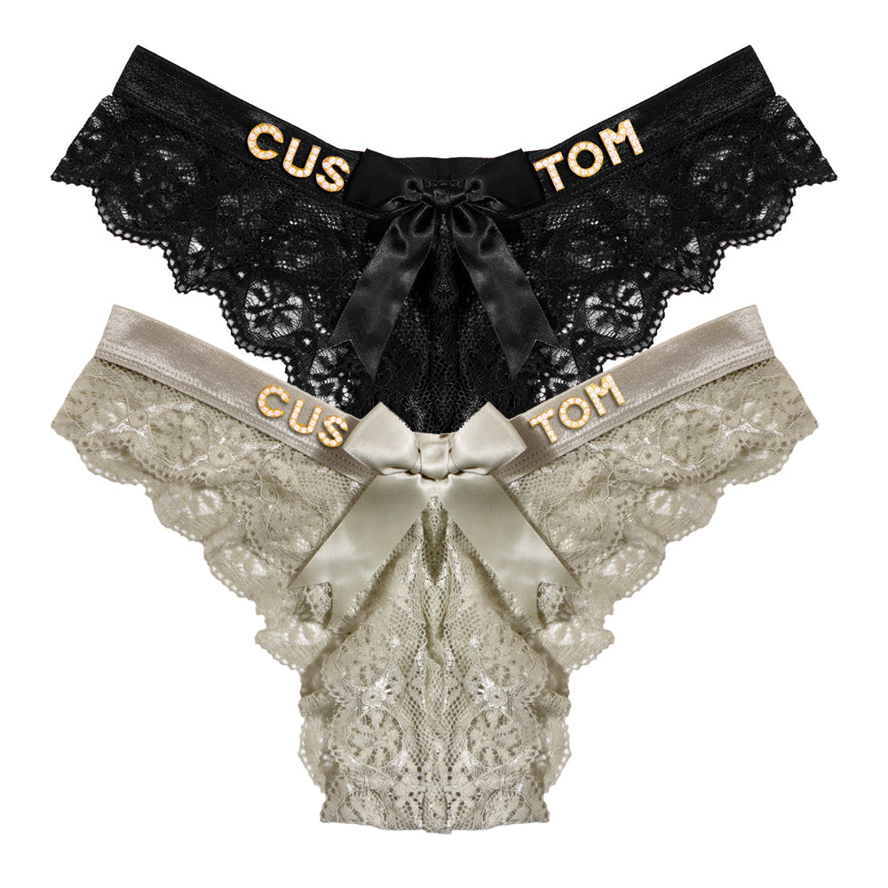 2-Pack Customized letter lace bow thongs