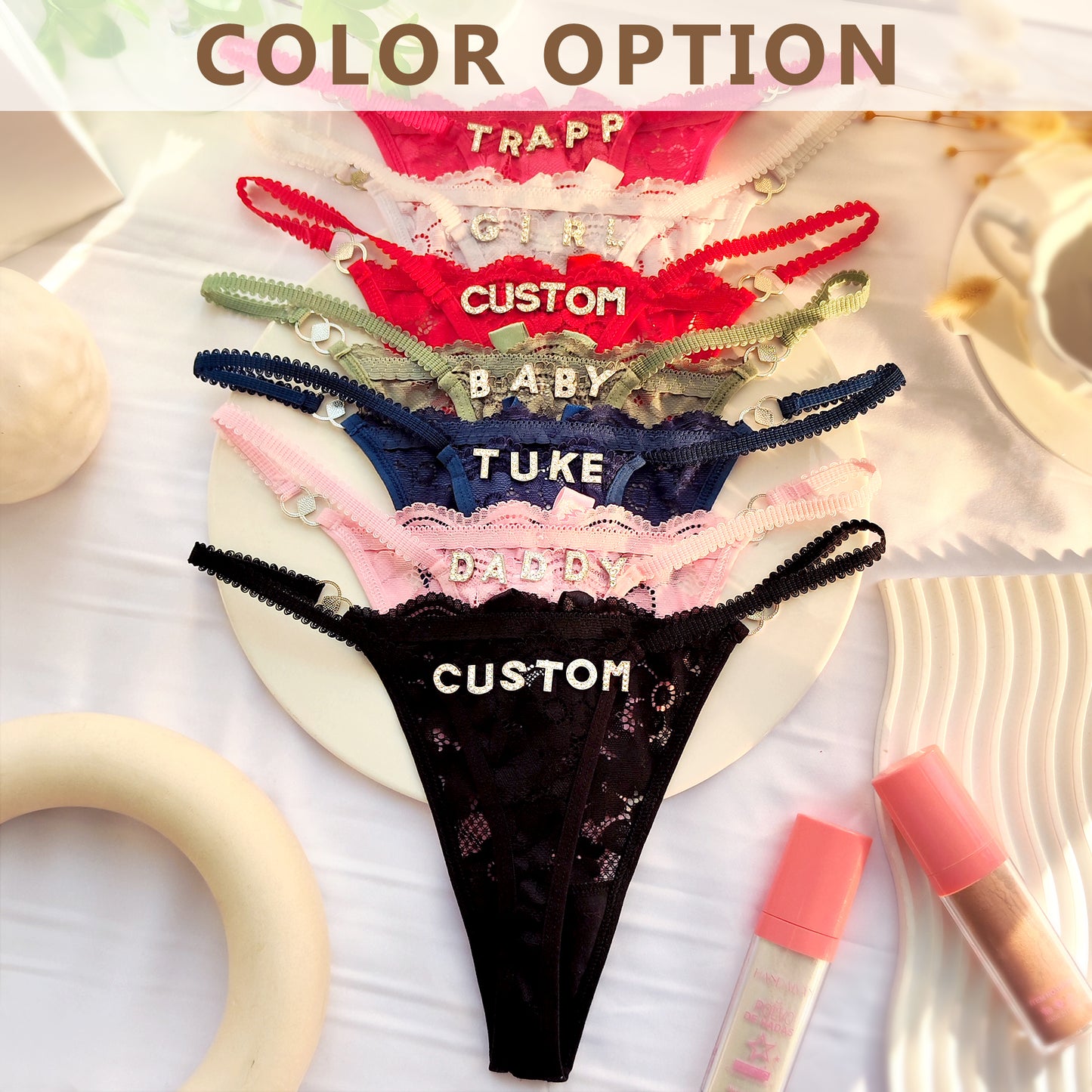 2-Pack Personalized Crystal Letters Thongs