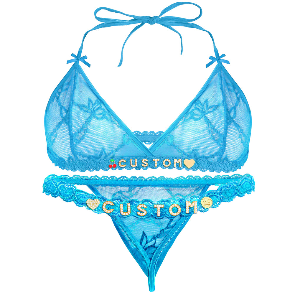 Personalized Lace Lingerie Set – Custom Name Bra + Panty