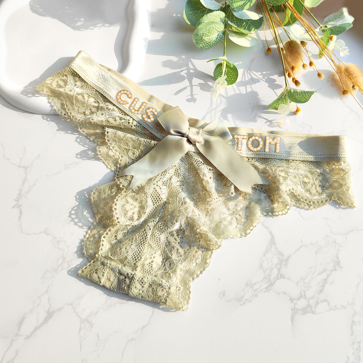 2-Pack Customized letter lace bow thongs