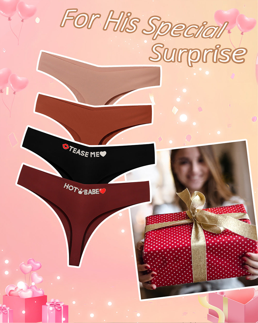 4 Pack Seamless Thongs for Women