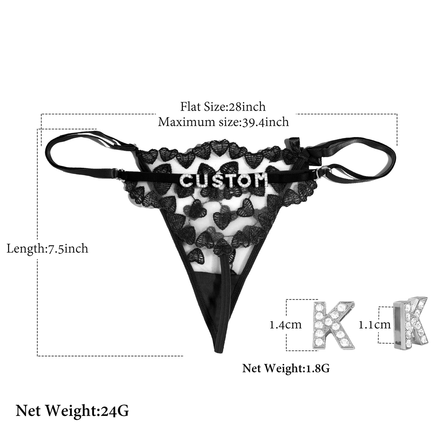 Custom Name Embroidery Lace Thong for Women