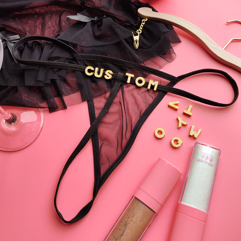 Sexy Custom Crystal letters Lingerie Pajamas Set