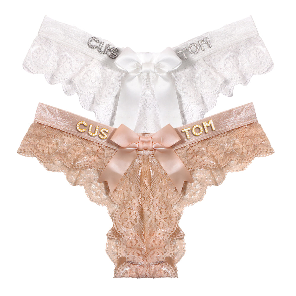 2-Pack Customized letter lace bow thongs