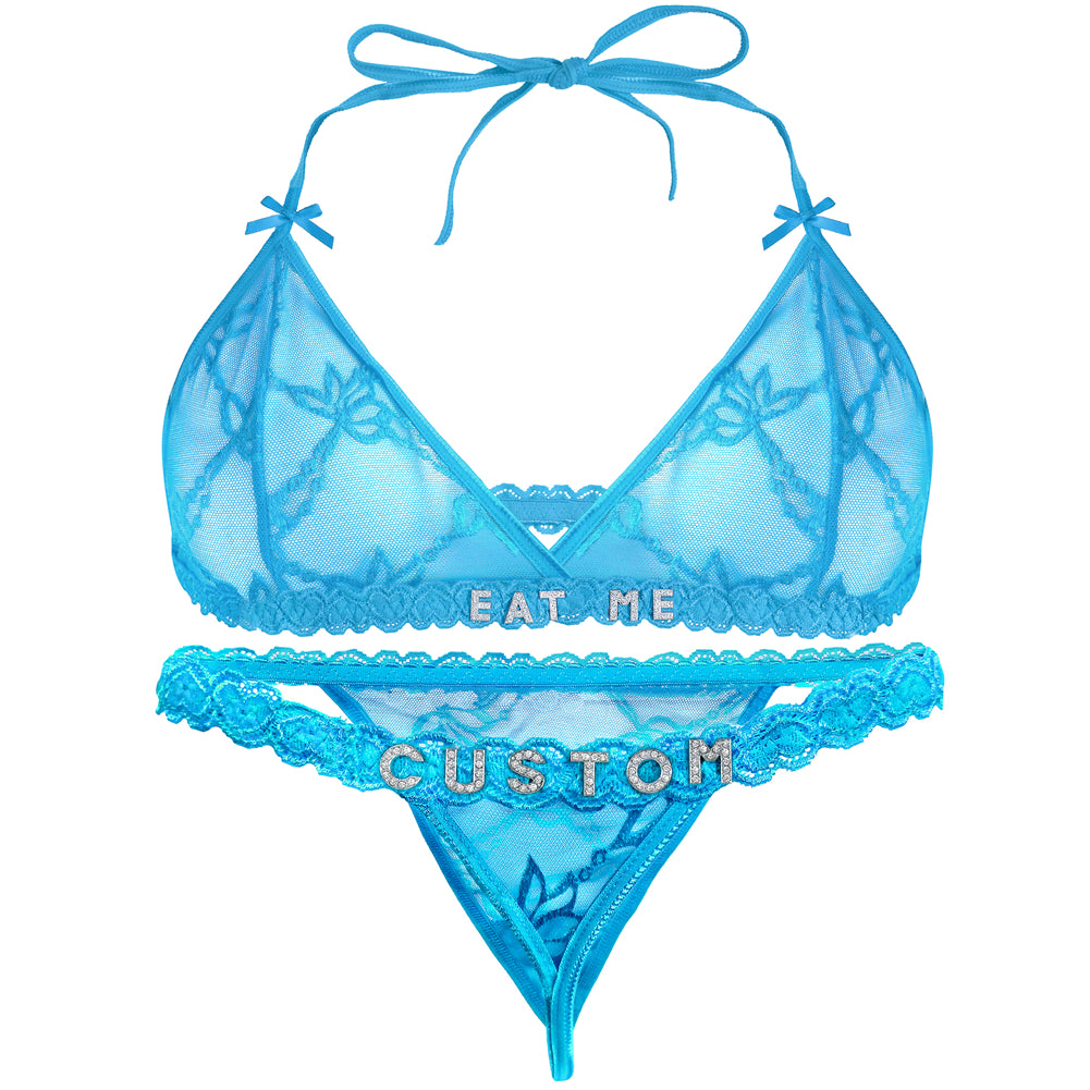 Personalized Thongs with Names Bra Set