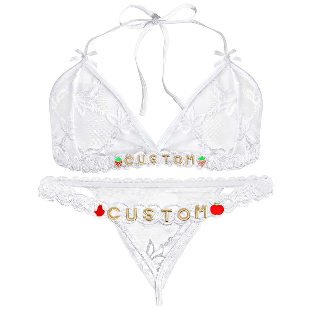 Personalized Lace Lingerie Set – Custom Name Bra + Panty