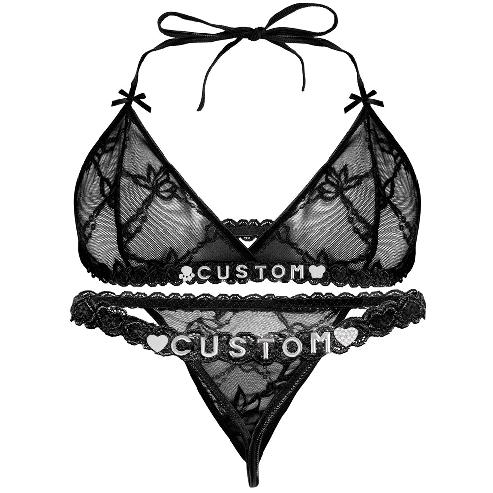 Personalized Lace Lingerie Set – Custom Name Bra + Panty