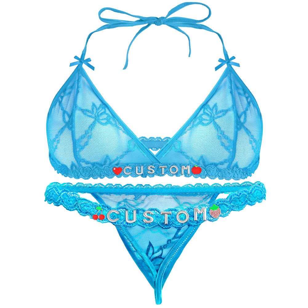 Personalized Lace Lingerie Set – Custom Name Bra + Panty