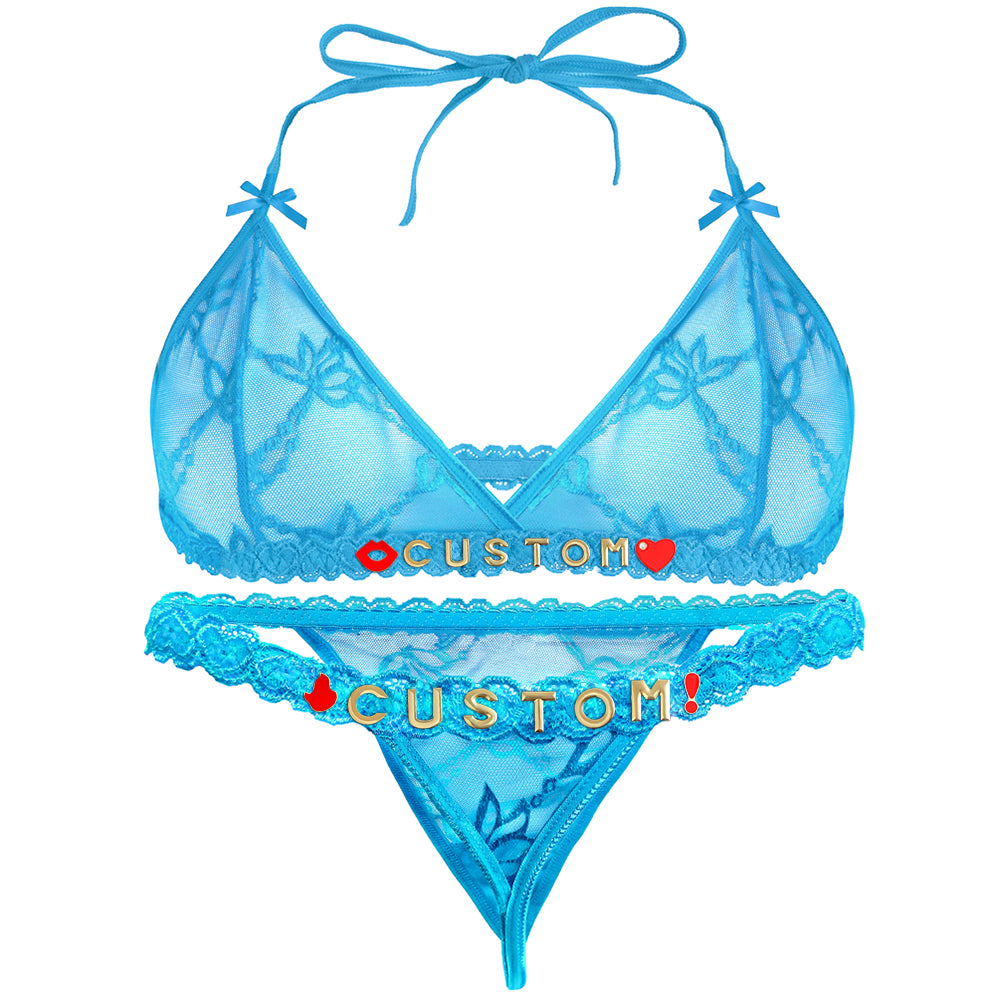 Personalized Lace Lingerie Set – Custom Name Bra + Panty