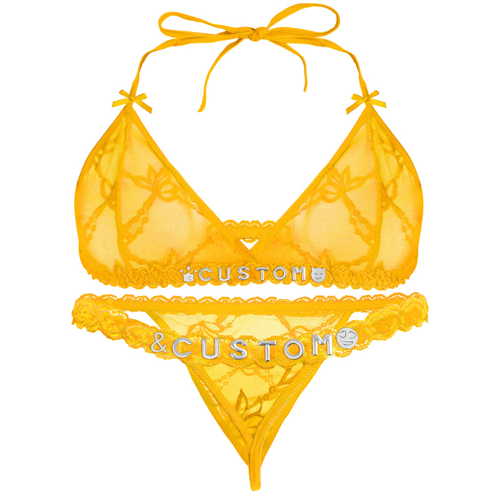 Personalized Lace Lingerie Set – Custom Name Bra + Panty
