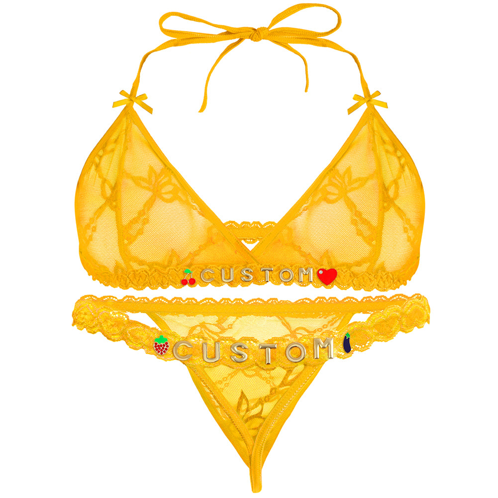 Personalized Lace Lingerie Set – Custom Name Bra + Panty