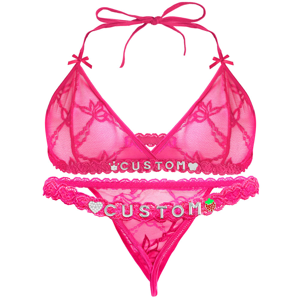 Personalized Lace Lingerie Set – Custom Name Bra + Panty