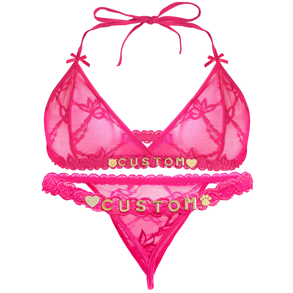 Personalized Lace Lingerie Set – Custom Name Bra + Panty