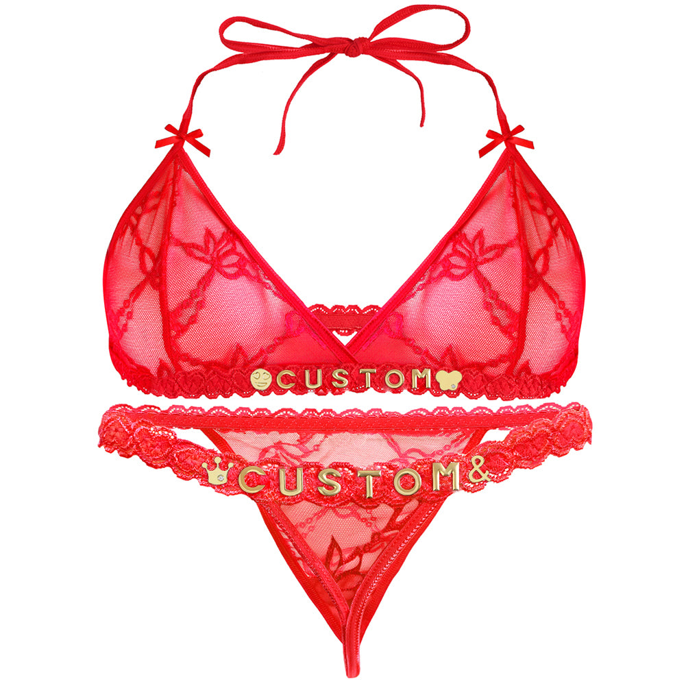 Personalized Lace Lingerie Set – Custom Name Bra + Panty