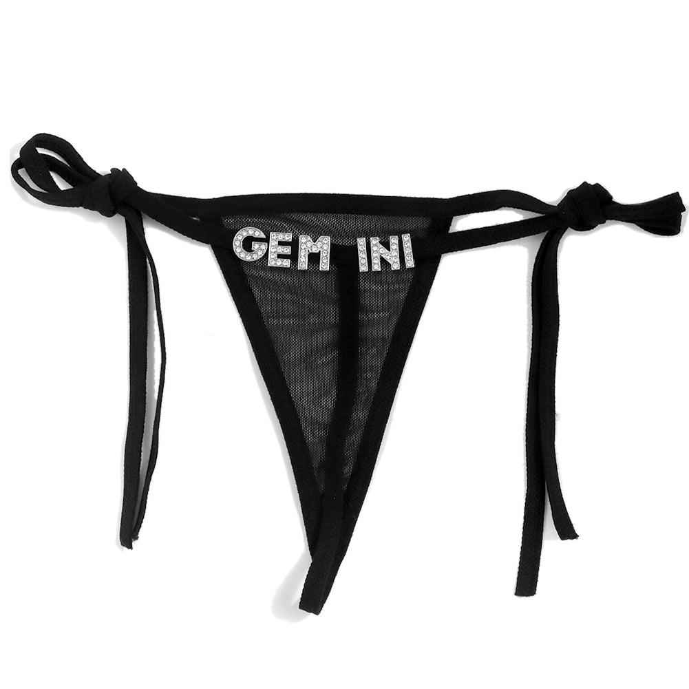 Sexy custom crystal letter thong with knot closure