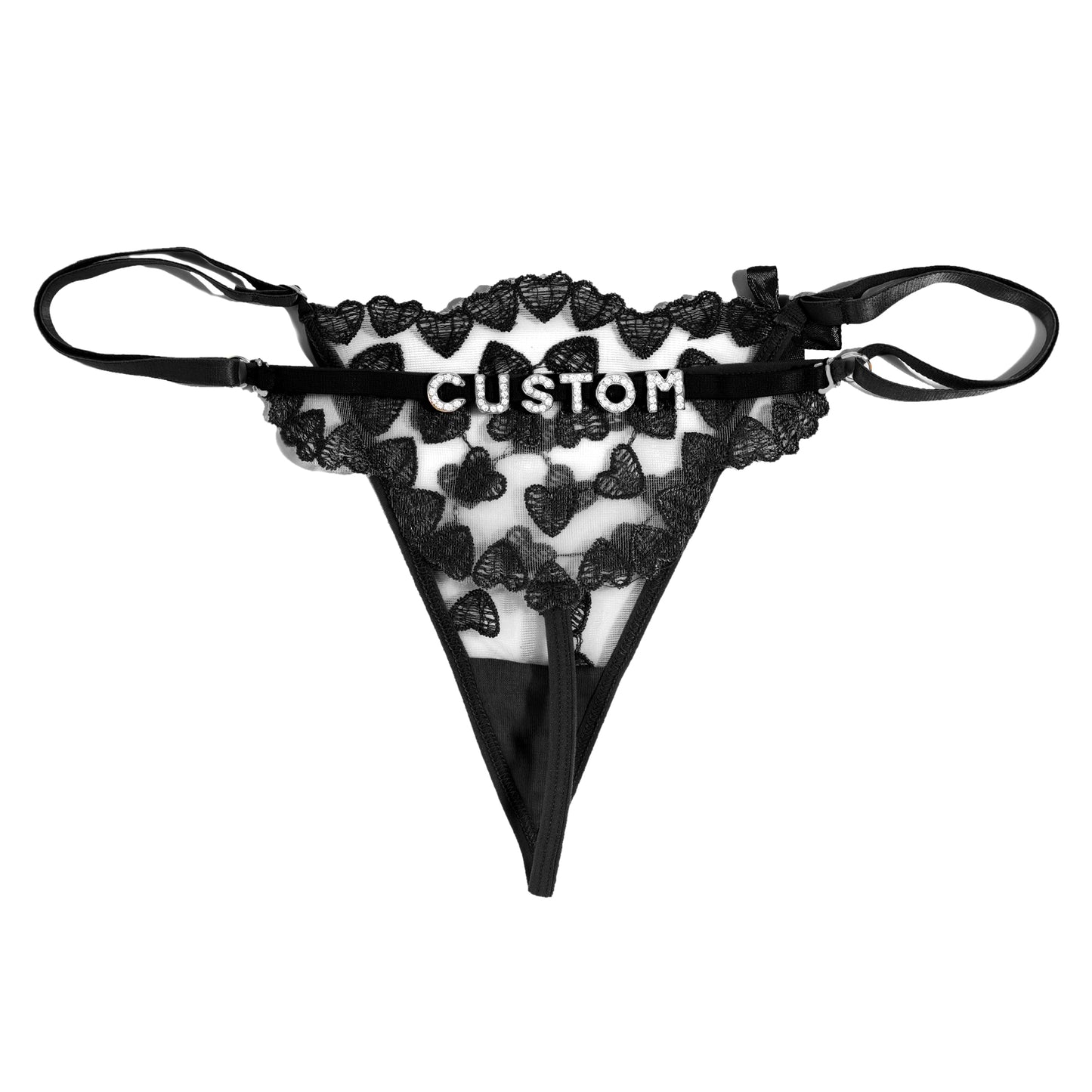 Custom Name Embroidery Lace Thong for Women