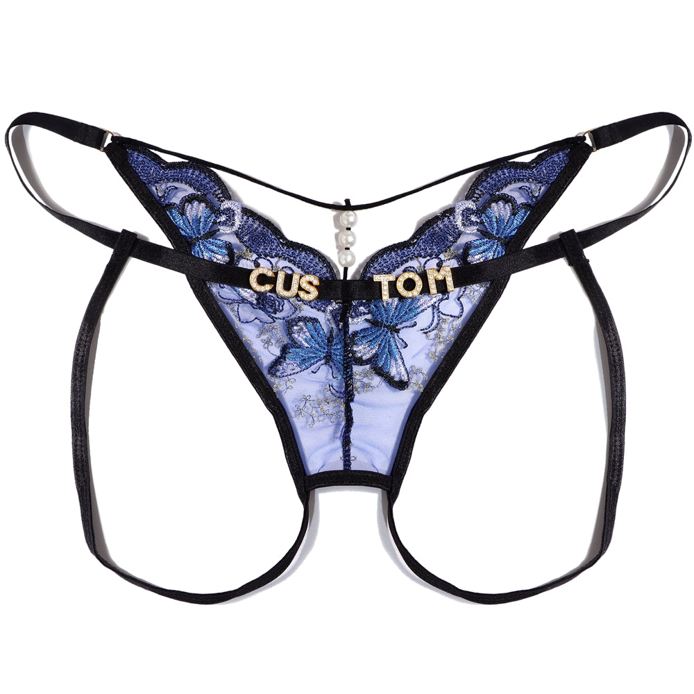 Personalized Blue Butterfly Custom Letter Panty
