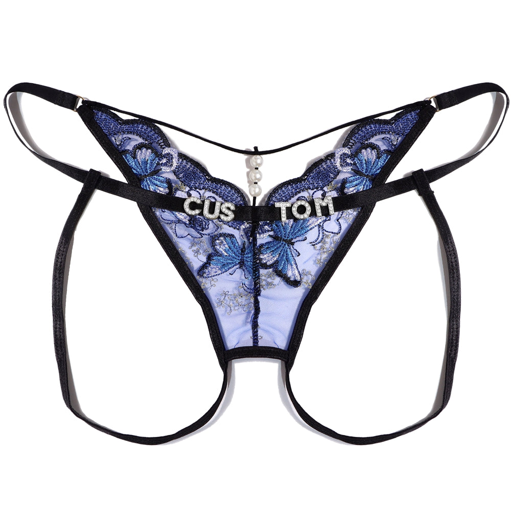 Personalized Blue Butterfly Custom Letter Panty