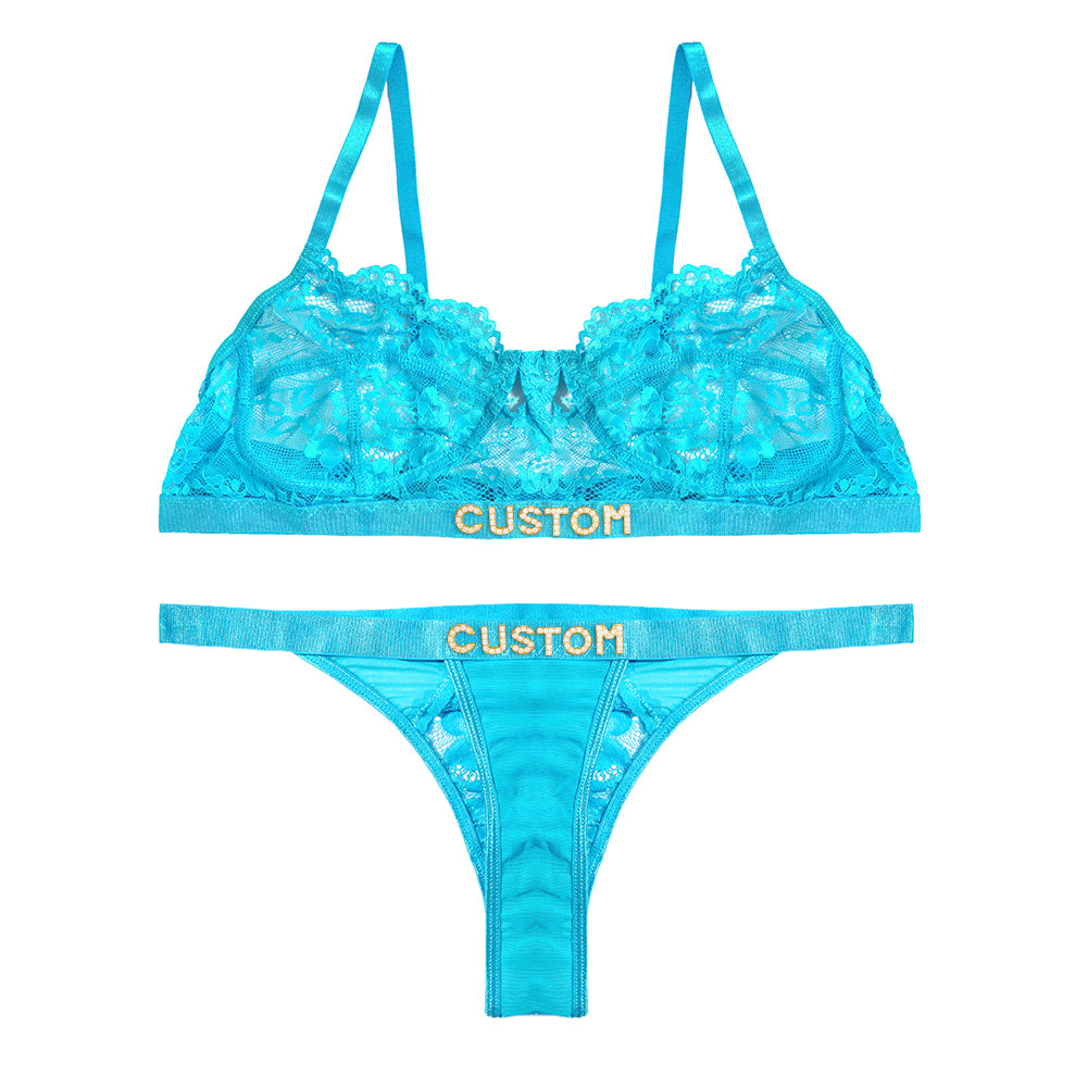 Custom Thongs with Names Bra Set