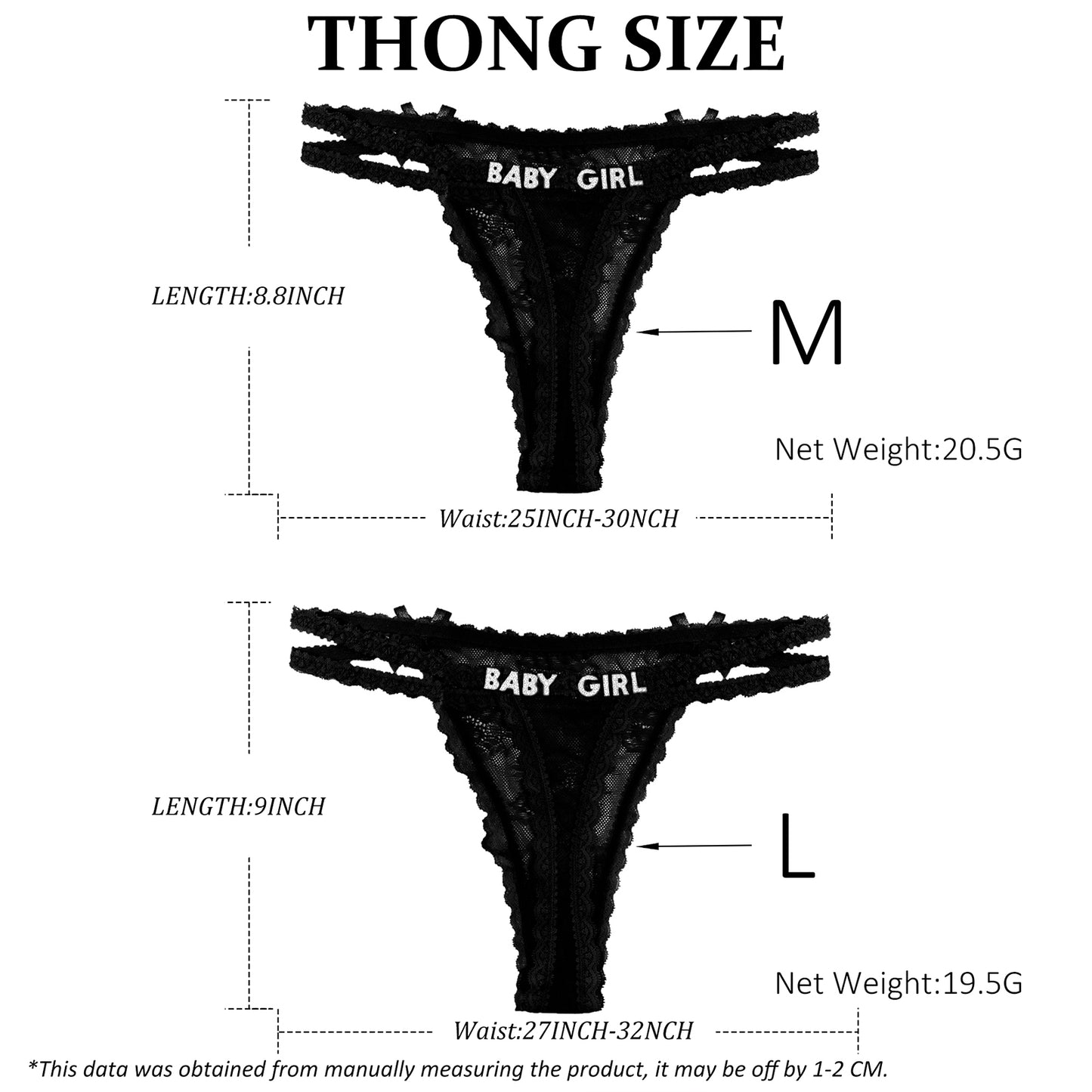 2-Pack Custom lettered lace thongs