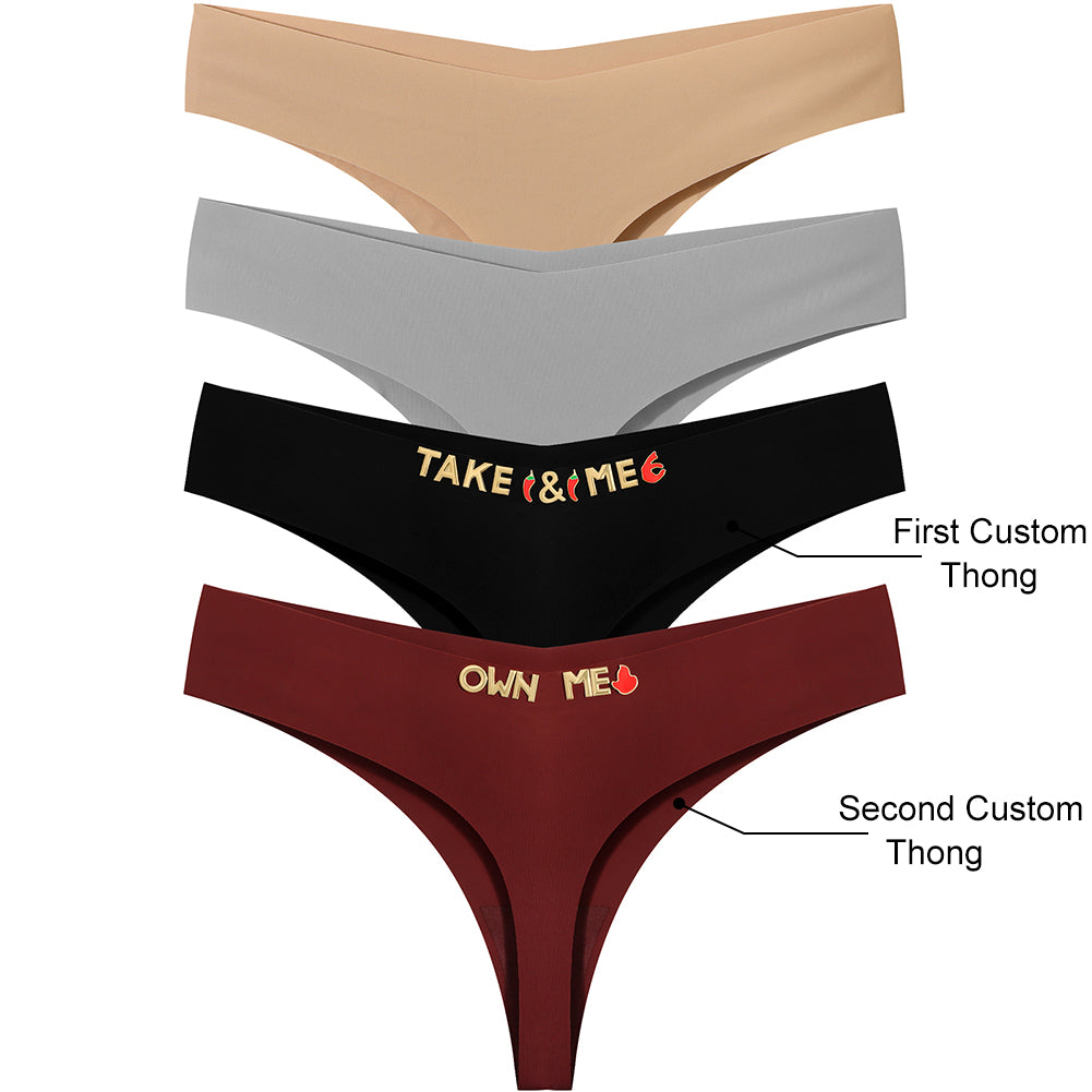 4 Pack Personalized Seamless Thongs