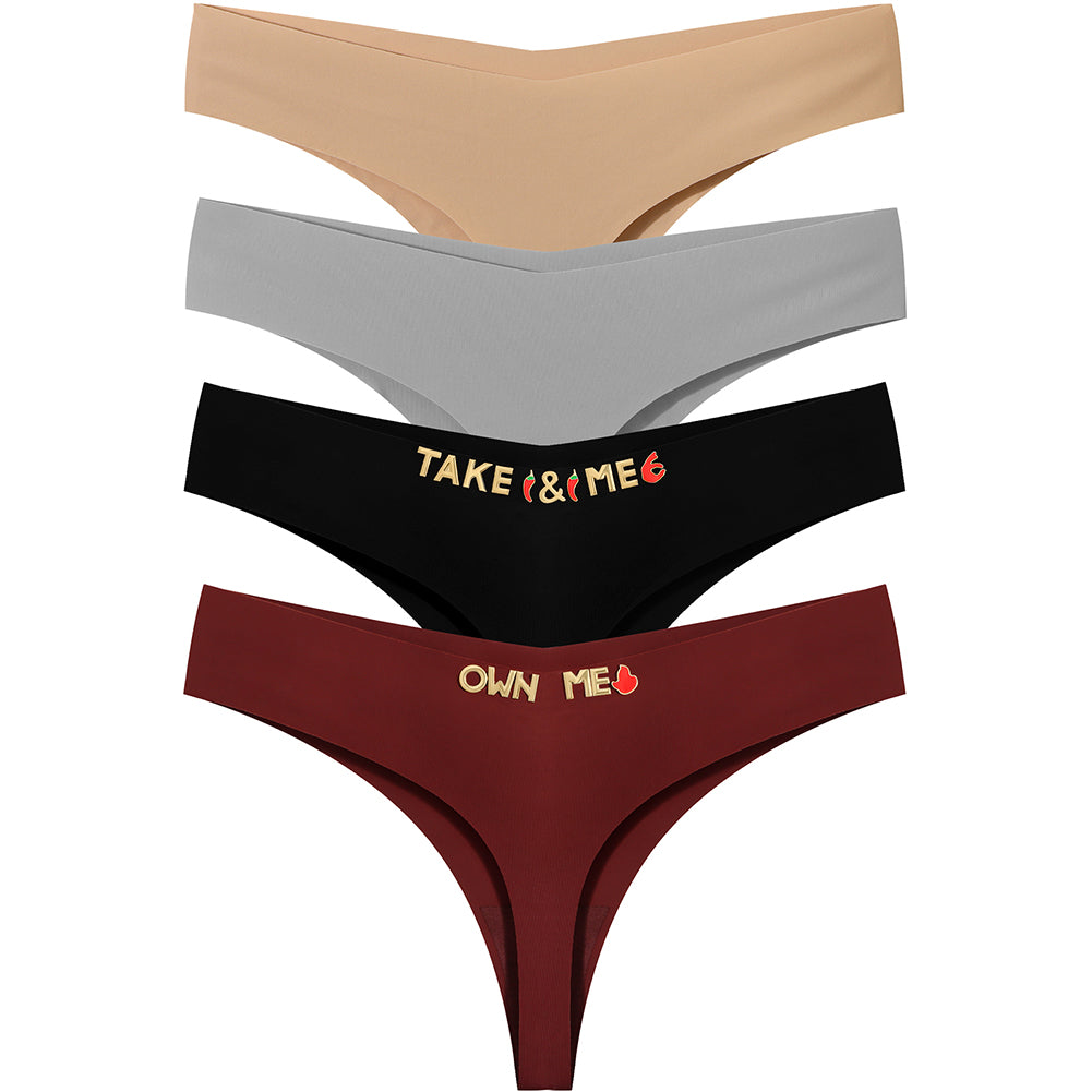 4 Pack Personalized Seamless Thongs