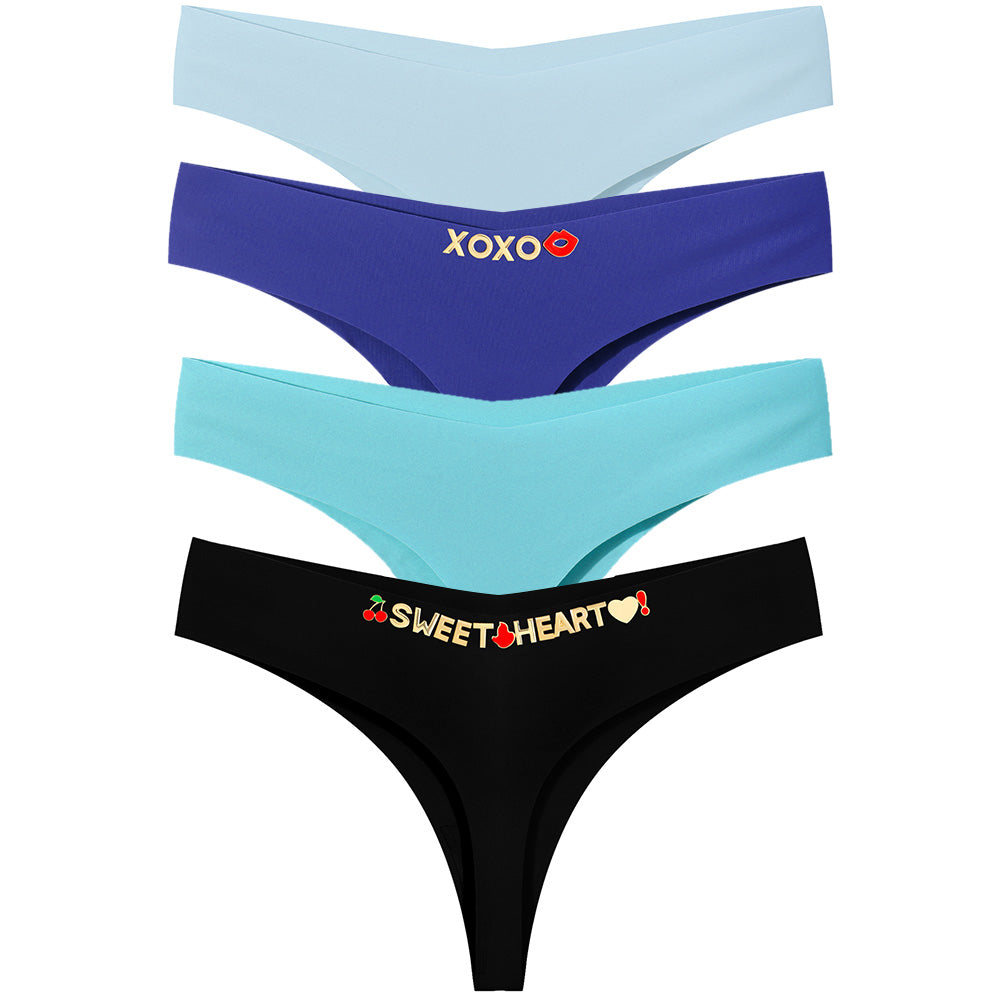 4 Pack Personalized Seamless Thongs