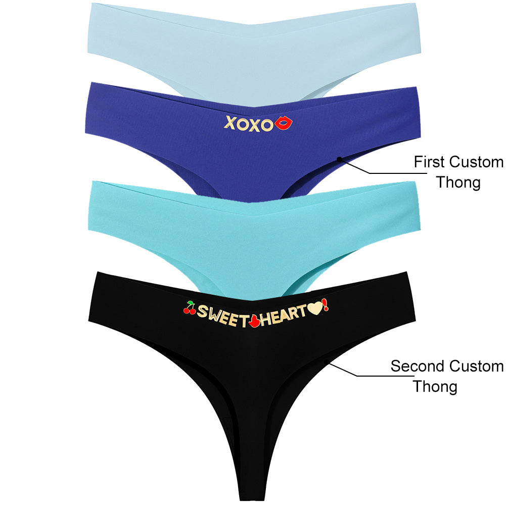 4 Pack Personalized Seamless Thongs