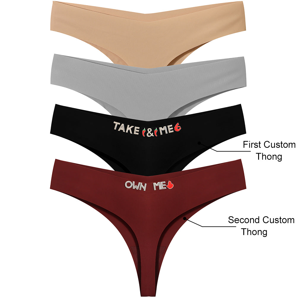 4 Pack Personalized Seamless Thongs