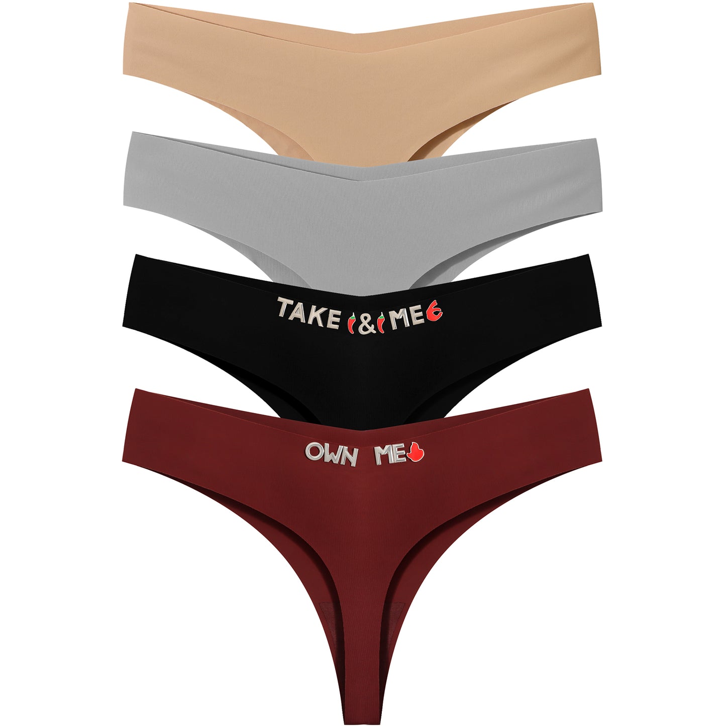 4 Pack Personalized Seamless Thongs