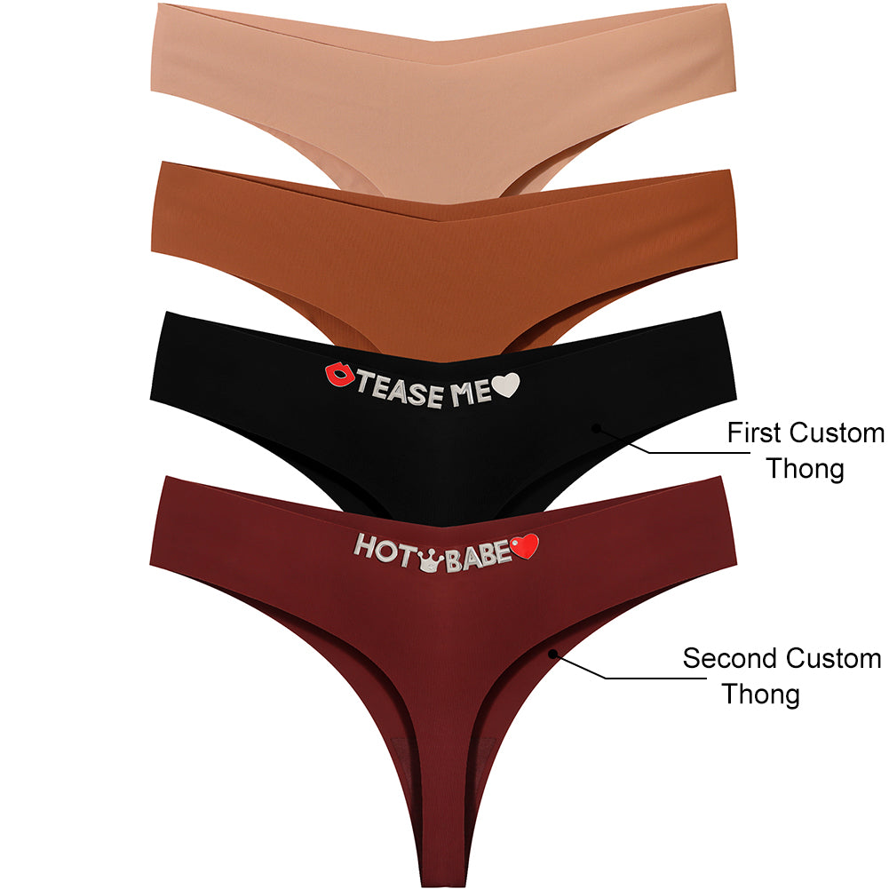 4 Pack Personalized Seamless Thongs