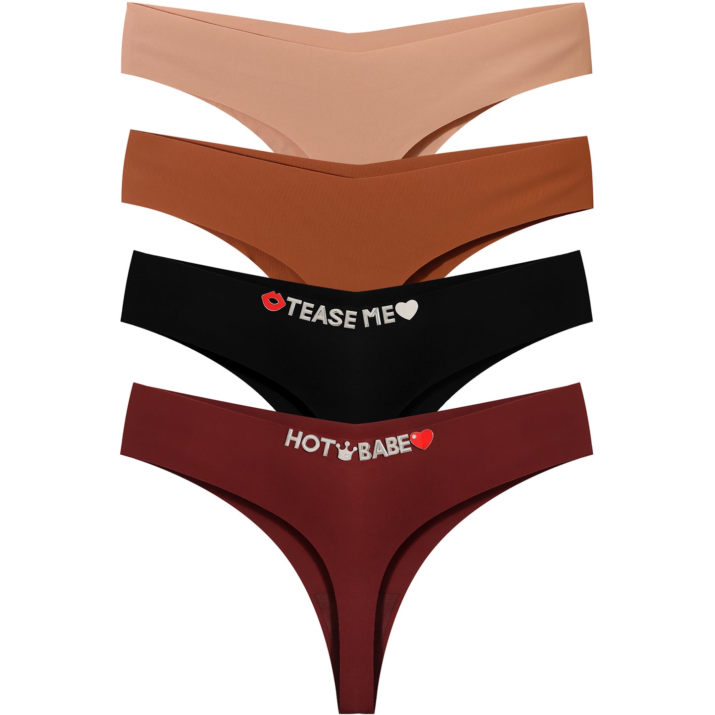 4 Pack Personalized Seamless Thongs