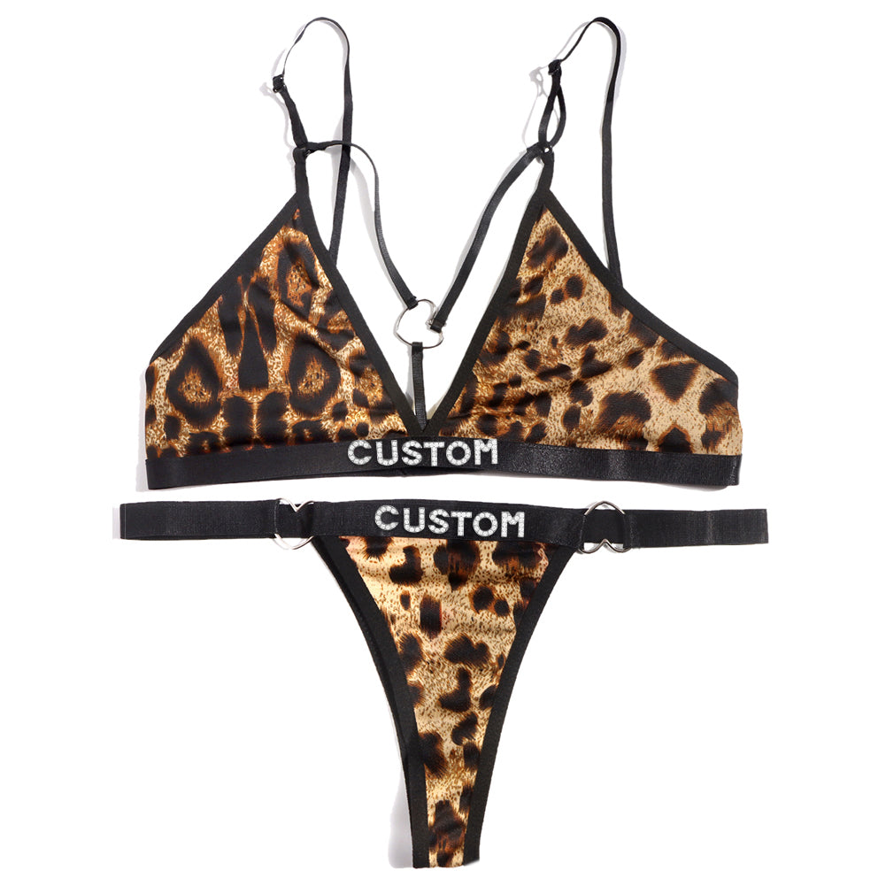 Personalized leopard print custom letter underwear set