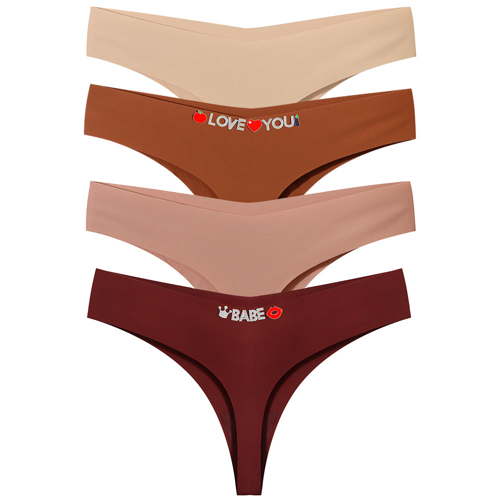 4 Pack Personalized Seamless Thongs