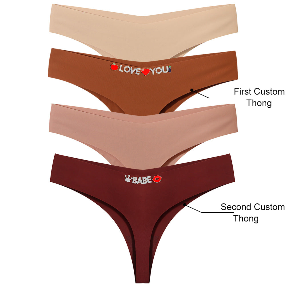4 Pack Personalized Seamless Thongs