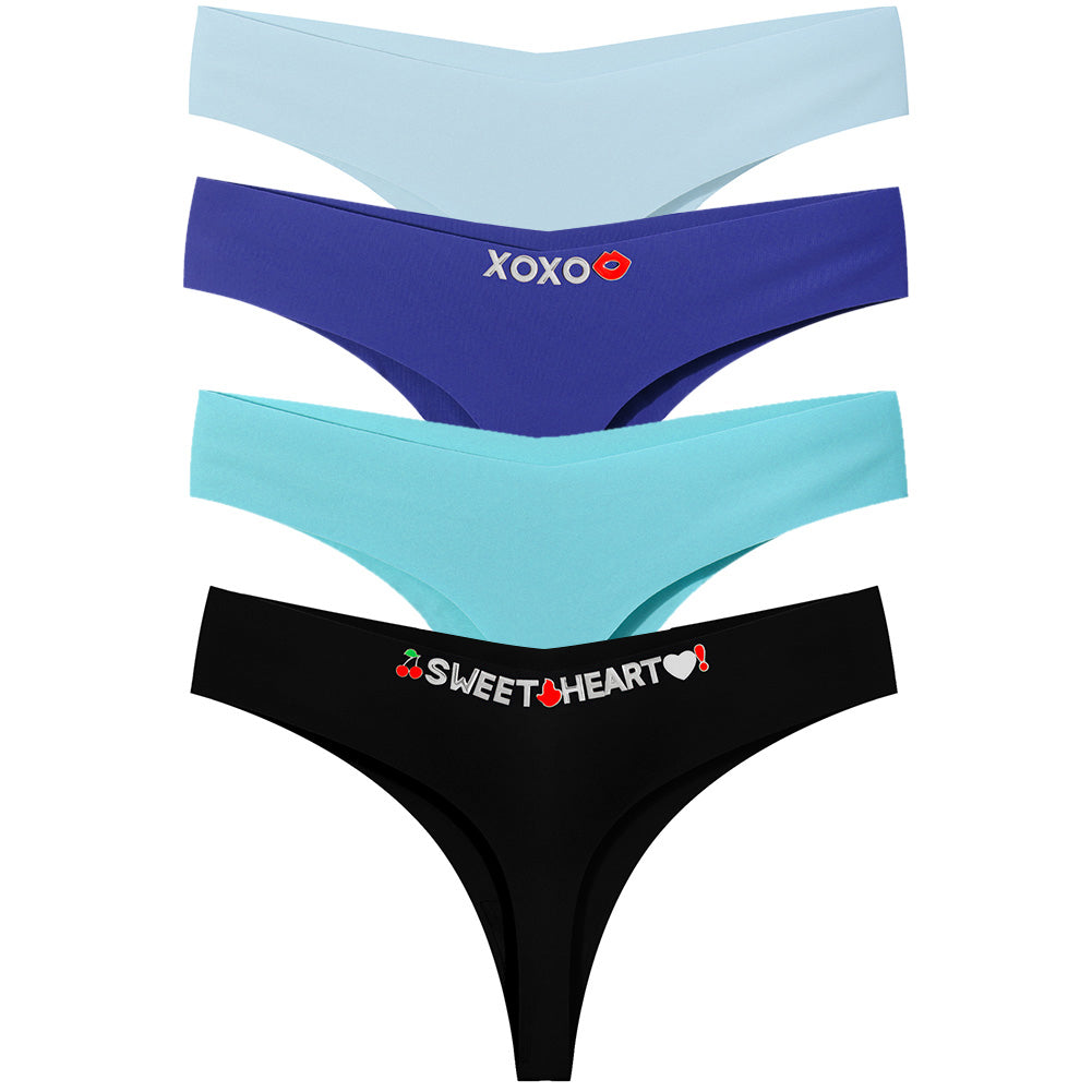 4 Pack Personalized Seamless Thongs