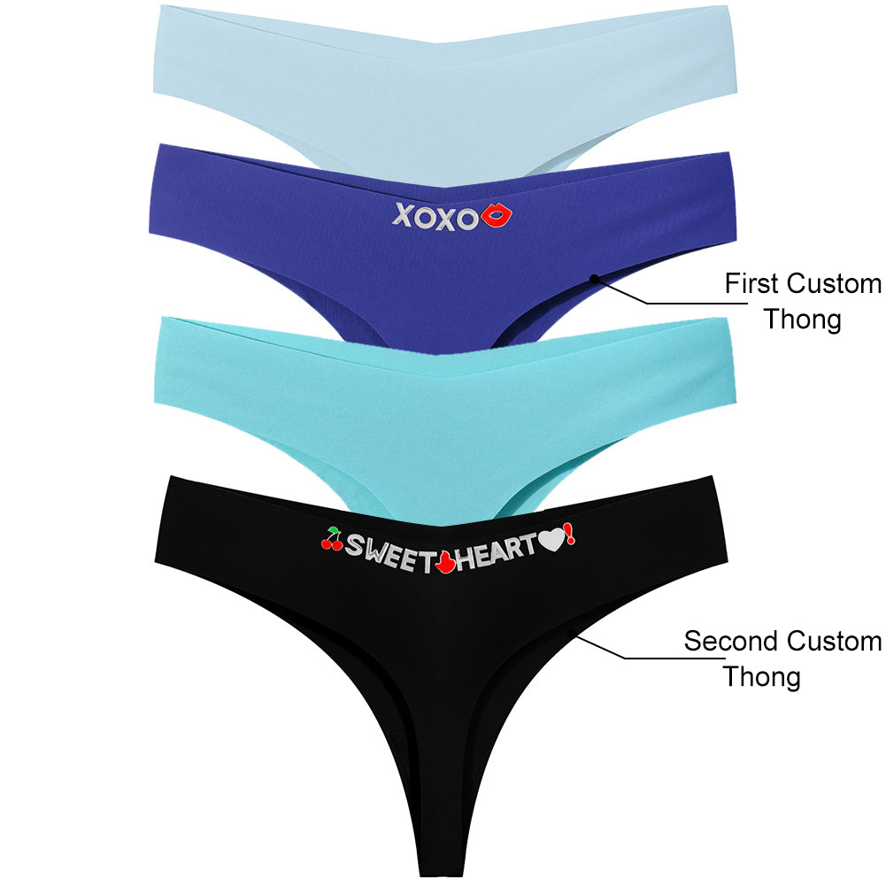 4 Pack Personalized Seamless Thongs