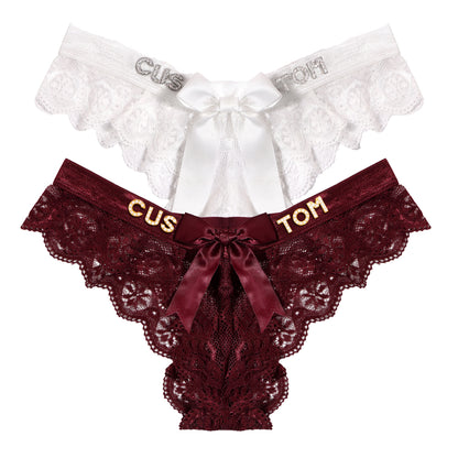 2-Pack Customized letter lace bow thongs