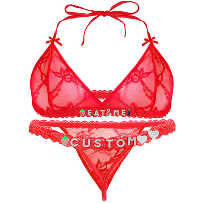 Personalized Lace Lingerie Set – Custom Name Bra + Panty