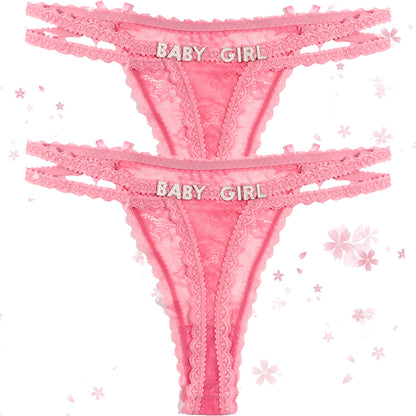 2-Pack Custom lettered lace thongs