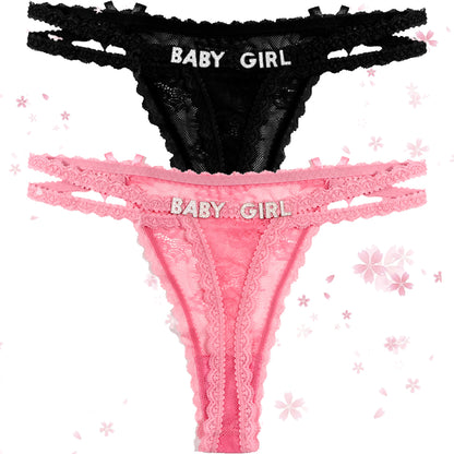 2-Pack Custom lettered lace thongs