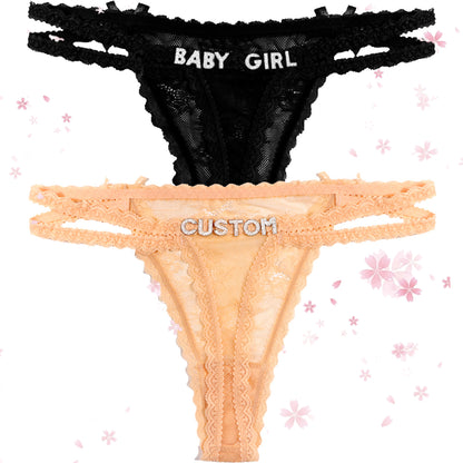 2-Pack Custom lettered lace thongs