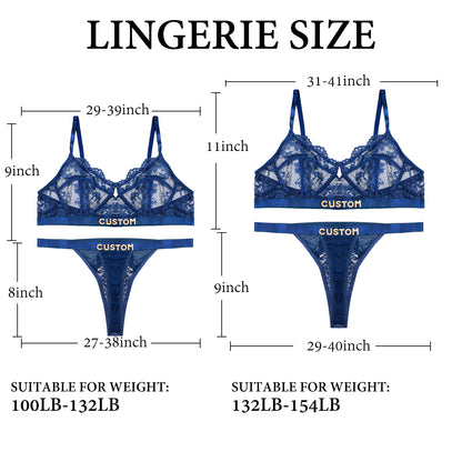 Personalized custom letter lace lingerie set