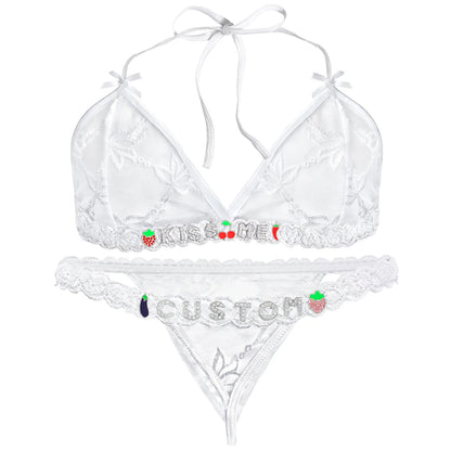 Personalized Lace Lingerie Set – Custom Name Bra + Panty